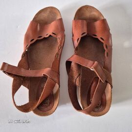 Hee Sandales Chaussures Compensées Couleur Cognac, En Cuir Et En Parfait État - 41