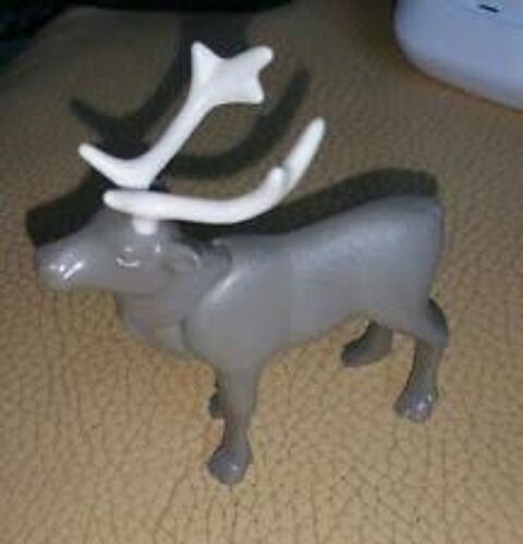 Cerf Gris Aux Bois Blanc À La Tête Articulée Playmobil
