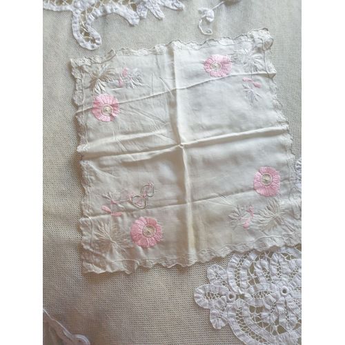 Mouchoir de mariage soie rose chiffre JG