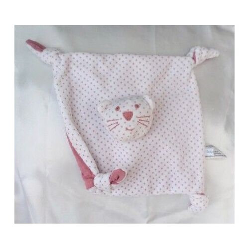 Doudou Peluche Plat Chat Blanc Et Rose Etoiles Monoprix Bout'chou