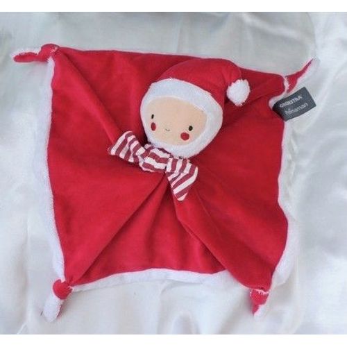 Doudou Peluche Plat Rouge Et Blanc Père Noël Echarpe Rayures Prémaman Orchestra