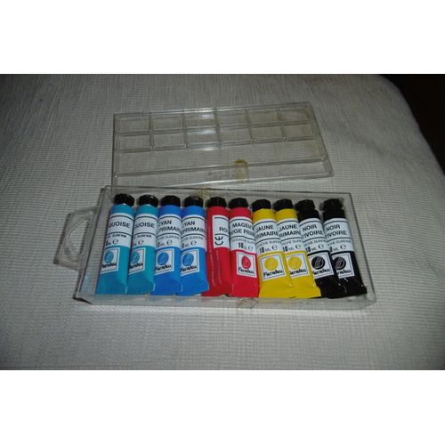 Tube De 10ml Gouache Couleurs Primaires Pierrefeu Boite De 10