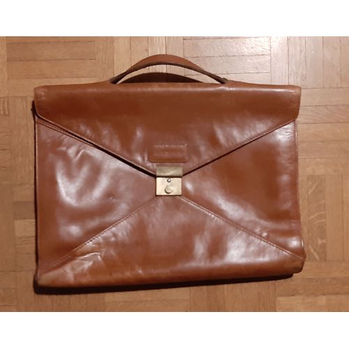 Cartable Lancel en cuir roux