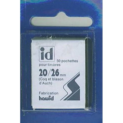 50 Pochettes Id Double Soudure Fond Noir 20 X 26 Mm Pour Timbres