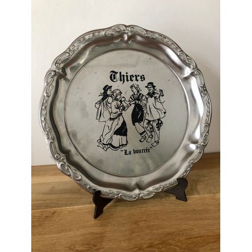 Joli Plateau Rond En Inox "La Bourrée" Ville De Thiers