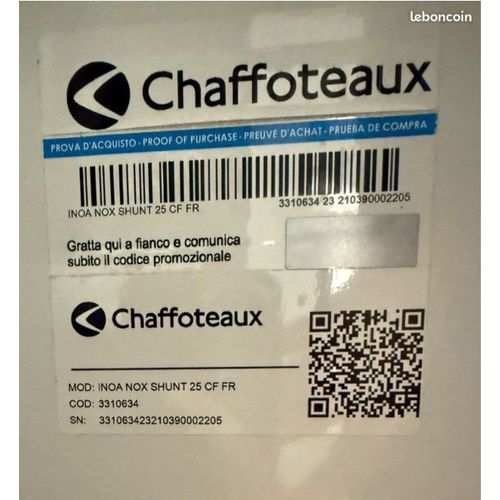 Chaudière Gaz BasNox Inoa Nox Chaffoteaux 24 kW/VMC