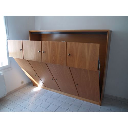 Armoire Lit Escamotable 140 190 Transversal Avec Sommier Et Matelas