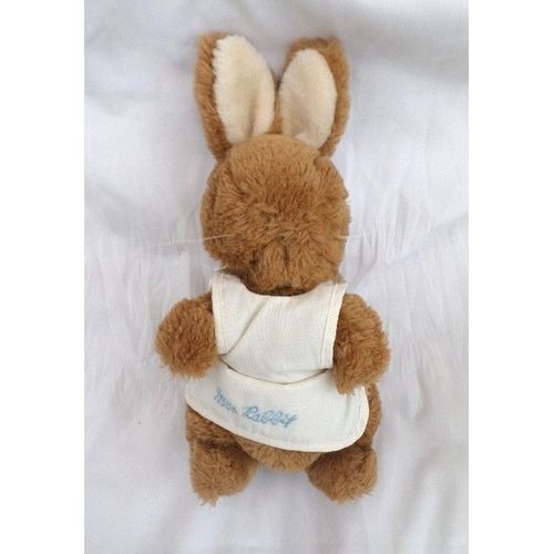 Doudou Peluche Lapin Marron Tablier Ecru Mrs Rabbit Eden