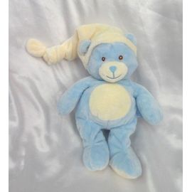 Doudou Peluche Ours Bleu Et Ecru Gipsy