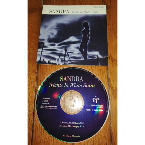 Cd Single Sandra " Nights In White Satin " 2 Titres 1995 , Virgin Made In Holland , Electronic Techno Synth-Pop