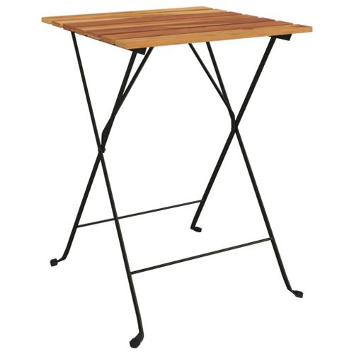 Vidaxl Table De Bistro Pliante 55x54x71cm Bois De Teck Solide Et Acier