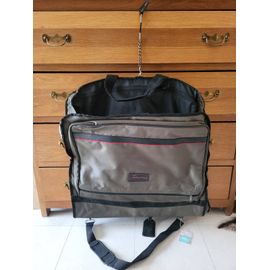 BON VOYAGE Penderie de voiture/voyage  pour vêtements kaki bordée noire avec bandoulière + poignée NEUVE