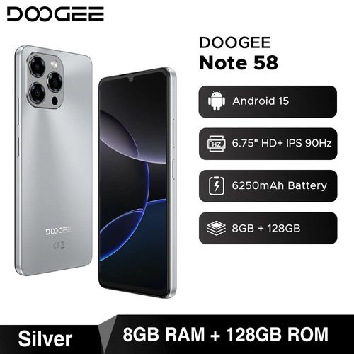 DOOGEE Note 58 Android 15 8/128 Go Dual SIM Argent