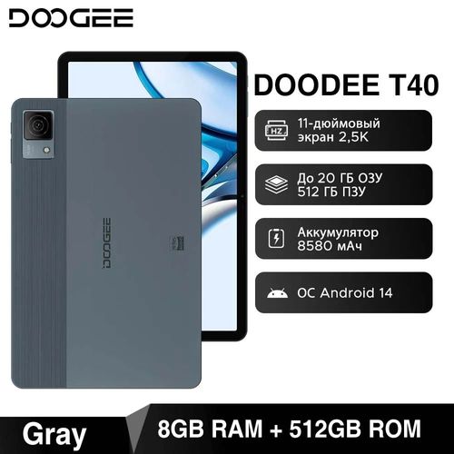 Tablette PC 2 en 1 DOOGEE T40 Dual SIM 8/512 Go Gris Version internationale