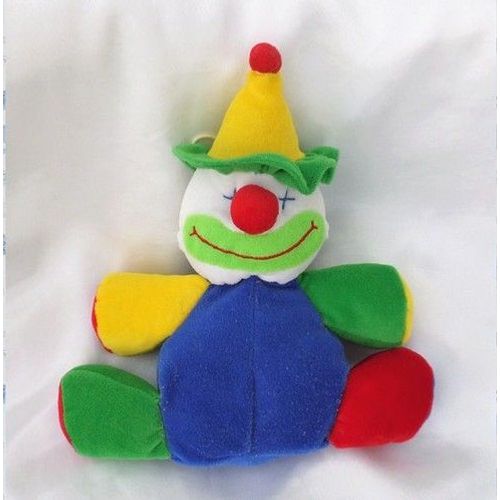 Doudou Peluche Clown Assis Bleu Rouge Vert Jaune Gipsy