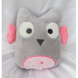 Doudou Peluche Chouette Hibou Musical Gris Rose Obaibi Okaidi