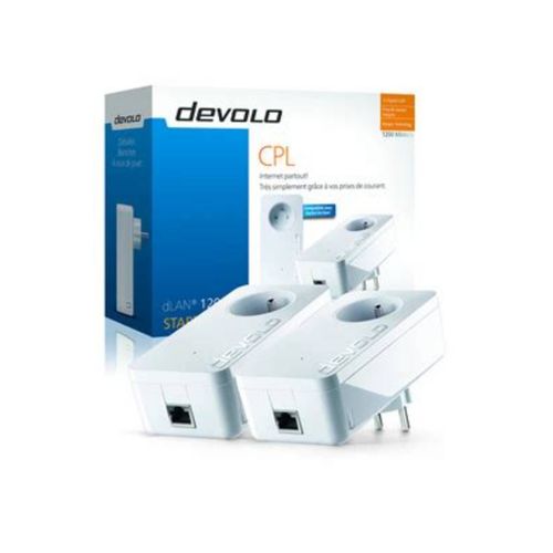 CPL Devolo Multi TV Miami 1200Mbits 1200+ Mbits/seconde 1x Gigabit LAN - Internet partout très simplement grâce aux prises de courant - Starter kit de démarrage range+ technology connexion réseau 1200