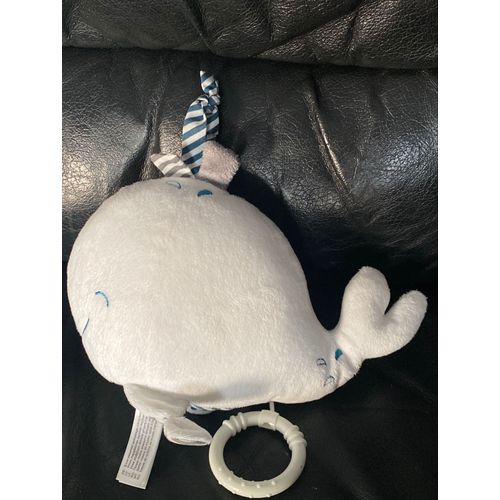 Peluche doudou baleine blanche et bleu musicale sauthon 