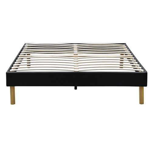 adrien - Solide et Confortable Sommier Tapissier noir + Pieds en 20 cm pour matelas en 140x200 - 2 x 13 Lattes - Montage Rapide et Facile - revetement Tissu Polyester facile d'entretien