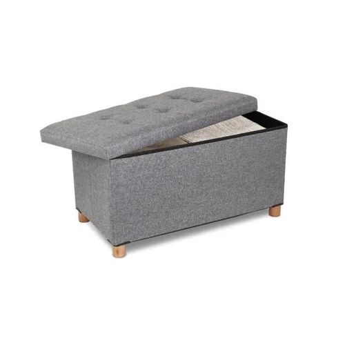 Domopak Living Pouf De Rangement Ottoman Avec Pieds En Bois - Large