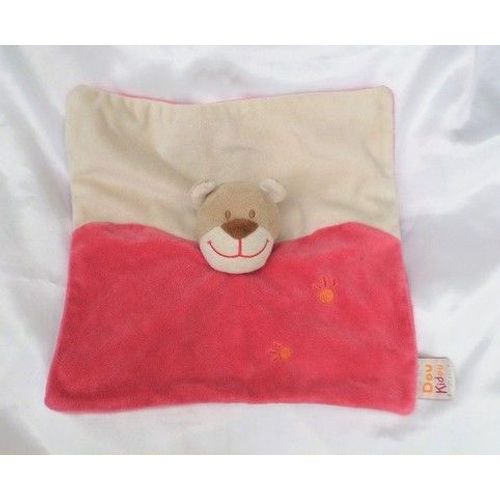 Doudou Peluche Plat Ours Beige Ecru Rose Empreintes Doukidou