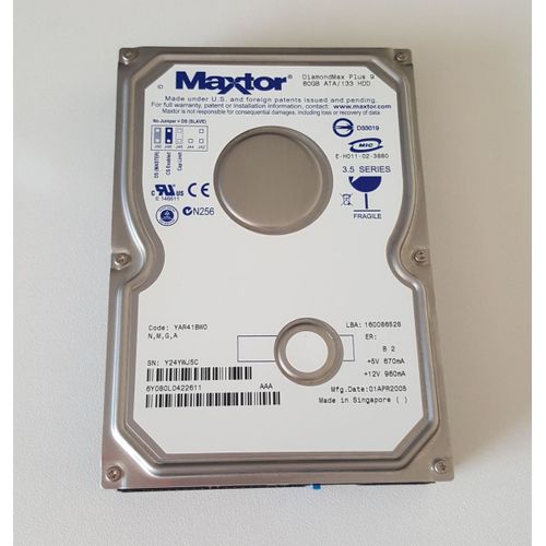 Disque Dur 3.5" IDE 80 Go Maxtor DiamondMax Plus 8 6Y080L0
