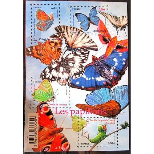 2010. Feuillet F4498: Série Nature. Les Papillons.