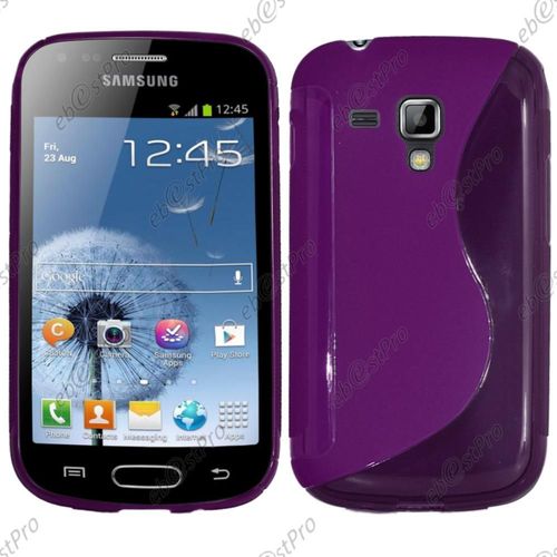 Ebeststar ® Pour Samsung Galaxy Trend S7560, S Duos S7562 - Housse Etui Coque Silicone Gel Motif S-Line Protection Souple + Film, Couleur Violet
