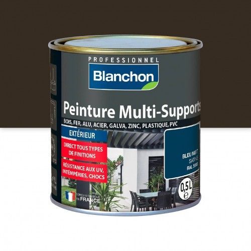 Peinture multi-supports application extérieur Brun sépia RAL 8014 0,5L BLANCHON