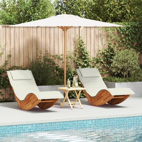 Vidaxl Transat Ensemble De 2 Crème, Bois Naturel