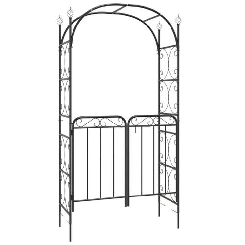 Arche De Jardin Avec Portail Noir 108x45x235 Cm Acier