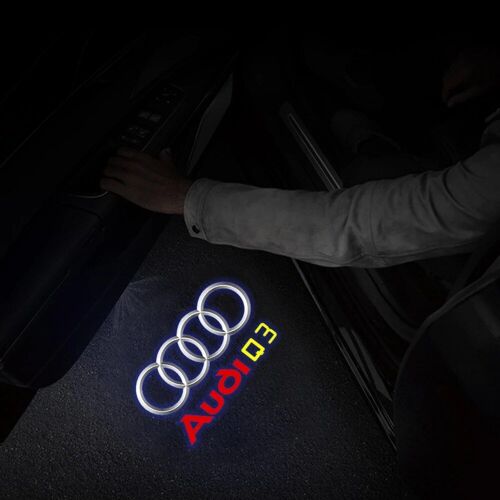 Audi Q3 - Lumière De Bienvenue Led Pour Porte De Voiture, Insigne Automatique, Budgétaire Laser, Accessoires De Décoration, Audi Sline Tt A1 A2 A3 A4 A5 Horizon A7 A8 8p Gods, 2 Pièces