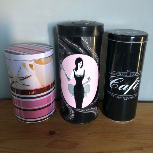 Boite Métal Ronde Café Lot De 3
