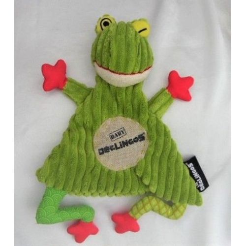 Doudou Peluche Plat Grenouille Vert Rouge Les Déglingos