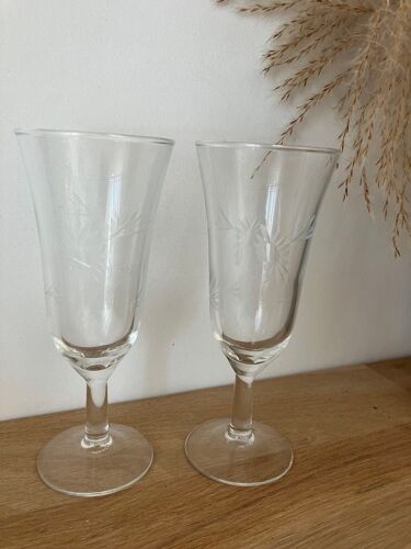 Lot De 2 Petites Flûtes À  Champagne- Motif Floral