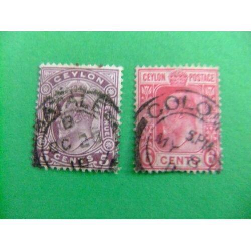 40 Ceylan Ceylon 1908 / Roi Edouard Vii / Yvert 167 +168 Fu