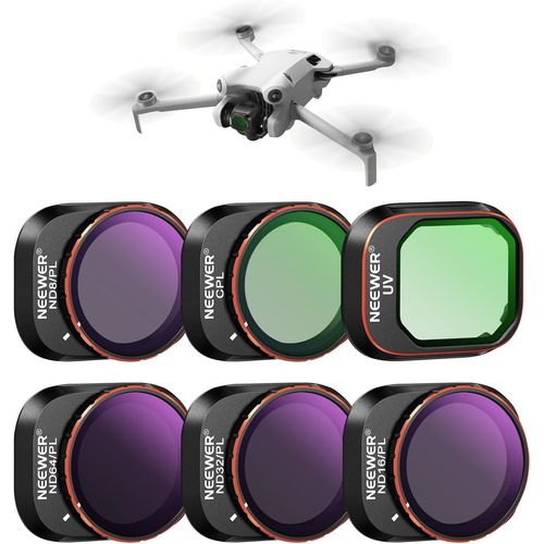 Neewer Lot De 6 Filtres Nd/Pl Compatibles Avec Dji Mini 4 Pro, Lot De 6 Uv Cpl Nd8/Pl Nd16/Pl Nd32/Pl Nd64/Pl Polariseur Densité Neutre Accessoires Pour Objectifs De Drone, Cadre En Aluminium-Neewer