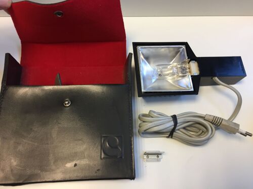Vintage Lampe Torche Spot 1000W Appareil Photo Caméra Vidéo + Étui Cuir Noir