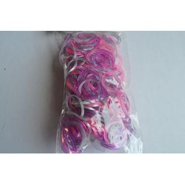 Bandz Loom - 300 Elastiques + 12 Fermoirs - Blanc - Rose - Violet (C3) -