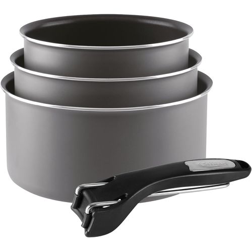 Kalanka-710876 Lot De 3 Casseroles Coloris Taupe Ø 16/18/20 Cm Revêtement Intérieur Anti-Adhésif Sans Pfoa + Manche Amovible - Tous Feux Dont Induction