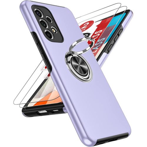 CAUC-Coque pour Samsung Galaxy A53 5g et 2 protecteurs d'écran, Protection Robuste Antichoc avec Anneau de Support intégré, Coque de téléphone Hybride en Silicone léger pour Galaxy A53 5g Violet