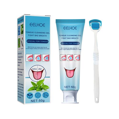 Eelhoe Tongue Coating Cleansing Gel, Tongue Coating Cleansing Oral Care Enlève La Mauvaise Haleine Et Rafraîchit L'Haleine Gel With Brush 