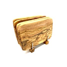 Porte-Planches Avec 4 Planches À Déjeuner En Bois D'Olivier