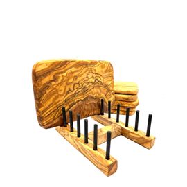 Porte-Planches « Woody » Comprenant 6 Planches À Déjeuner En Bois D'Olivier