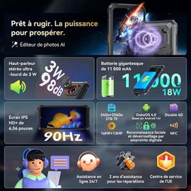 Blackview BV6200 Plus Smartphone Incassable 6.56" 256Go Android 14 11000mAh Noir avec Blackview W60