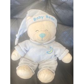 DOUDOU PELUCHE GIPSY OURS BABY BEAR bleu bonnet croissant de lune 29cm