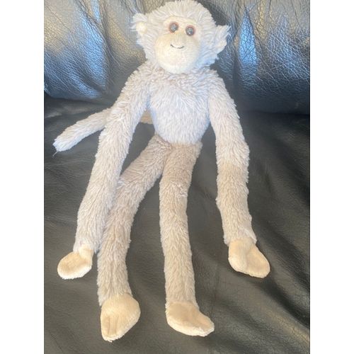 Doudou peluche singe gris long bras et longue jambes petjes world 36cm