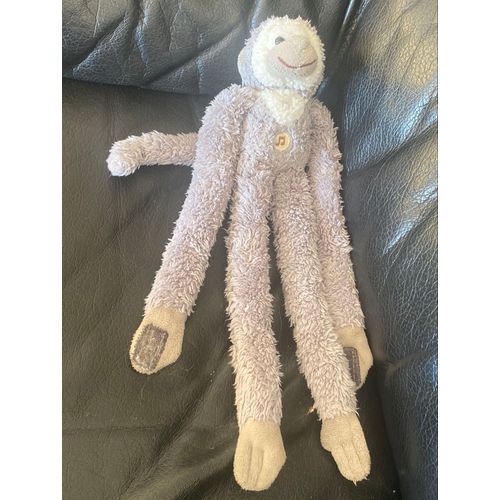 Doudou peluche singe blanc et gris gipsy 30cm