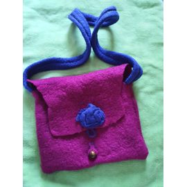 Sac bandoulière laine bouillie rose et violette