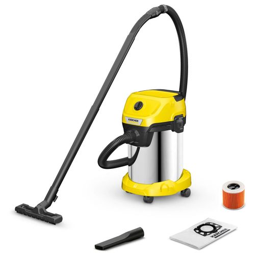 Aspirateur eau et poussière Karcher WD 3 S V-19/4/20 - Puissance 1000W- Capacité 19L- Cuve inox- Flexible 4m-  Grande capacité